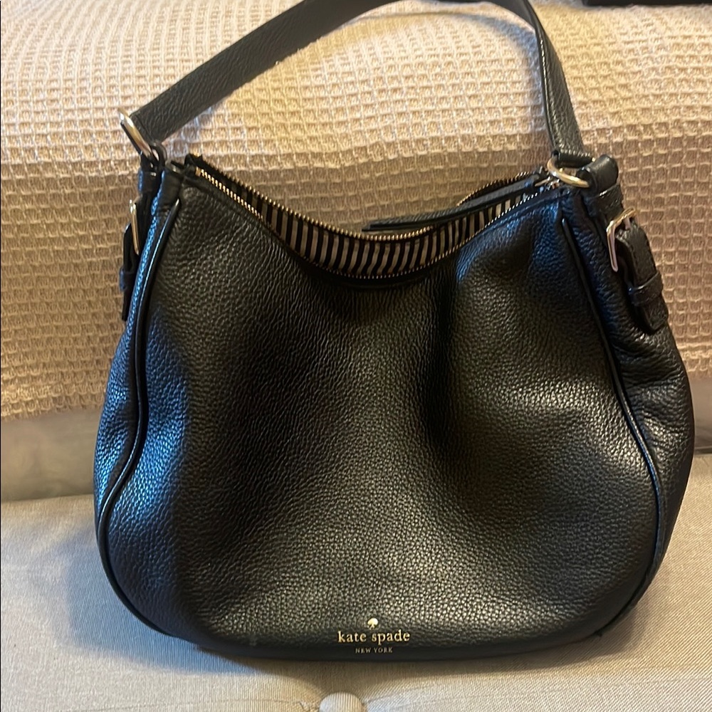 Kate Spade Black Pebbled Leather Hobo Bag